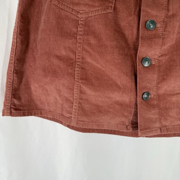 Aerie Corduroy Skirt Women's Large Brown Button Front Pockets Cotton Blend - Picture 4 of 8